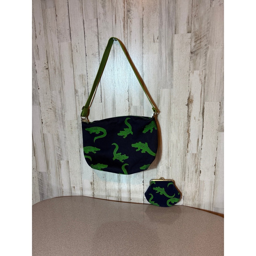 Boston Hand Print Alligator-Crocodile‎ shoulder bag with coin purse